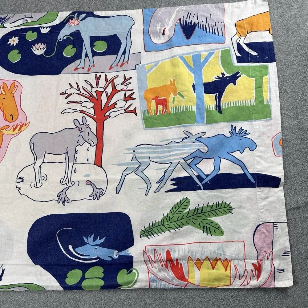 Vintage IKEA Kids Pillowcase TASSA SKOG Animal Forest Print Cotton